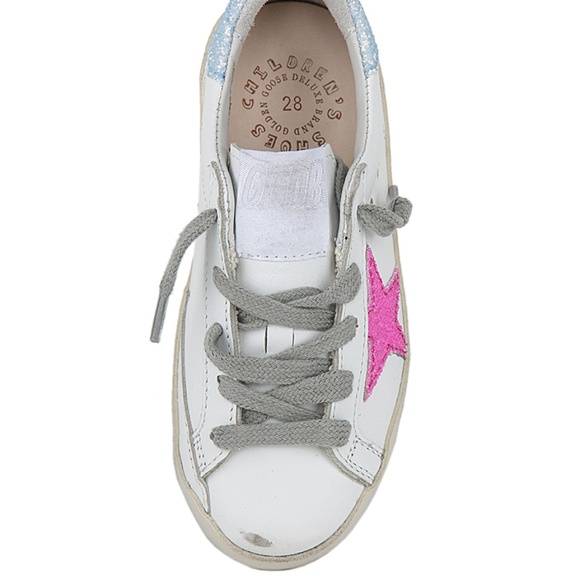 GOLDEN GOOSE PINK GLITTER STAR SUPERSTAR SNEAKERS KIDS -NEW - Picture 3 of 13